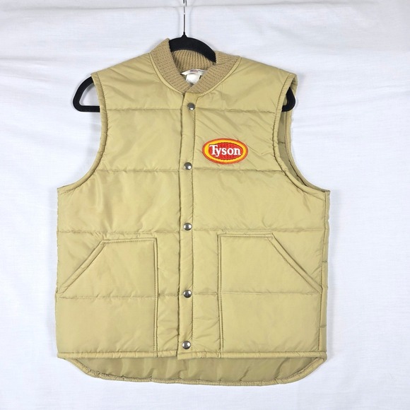 Tyson Puffer Vest Tan Quilted Snap Front Mens Medium Vintage Workwear Cosplay - Picture 2 of 16